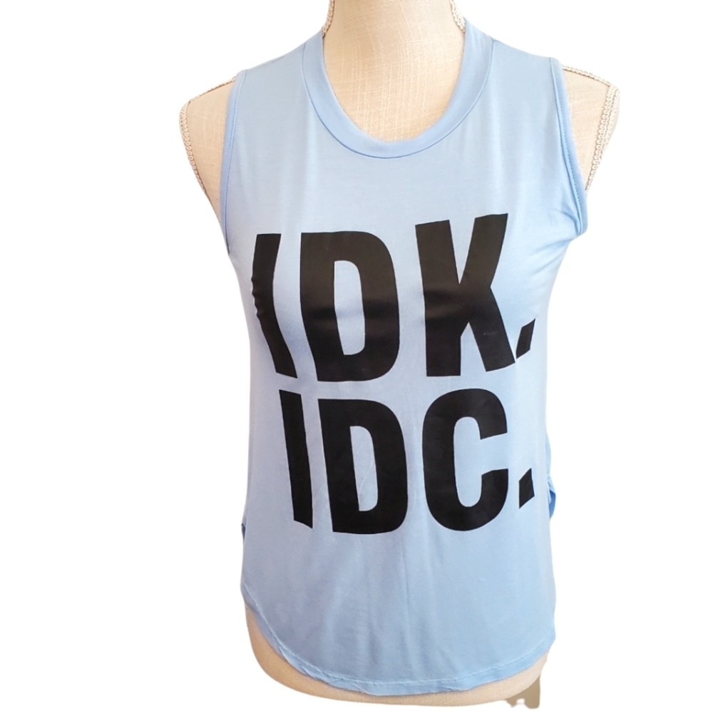 SERIES 8 FITNESS | Women's light blue with IDK. IDC. graphic tanktop. Size M.